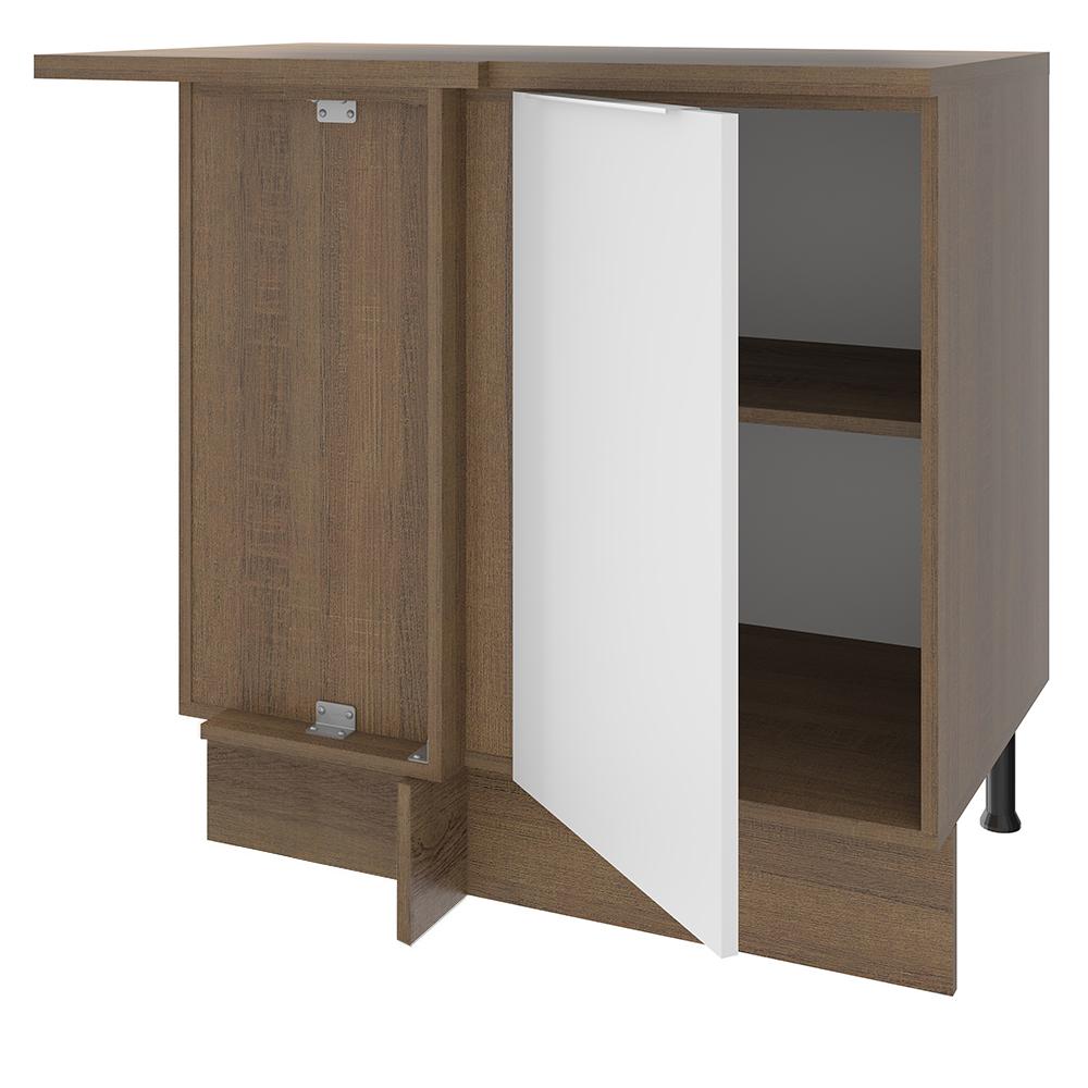 Balcão de Canto Madesa Stella 1 Porta - Rustic/Branco