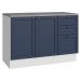 Balcão de Cozinha 120 cm 2 Portas 3 Gavetas Branco/Azul Vik Madesa