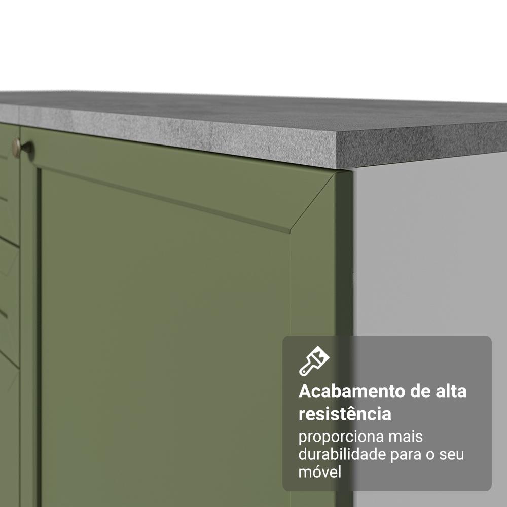 Balcão de Cozinha 120 cm 2 Portas 3 Gavetas Branco/Verde Vik Madesa