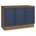 Balcão de Cozinha 120 cm 2 Portas 3 Gavetas Rustic/Azul Vik Madesa