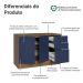 Balcão de Cozinha 120 cm 2 Portas 3 Gavetas Rustic/Azul Vik Madesa