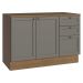 Balcão de Cozinha 120 cm 2 Portas 3 Gavetas Rustic/Cinza Vik Madesa