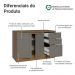 Balcão de Cozinha 120 cm 2 Portas 3 Gavetas Rustic/Cinza Vik Madesa
