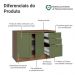 Balcão de Cozinha 120 cm 2 Portas 3 Gavetas Rustic/Verde Vik Madesa