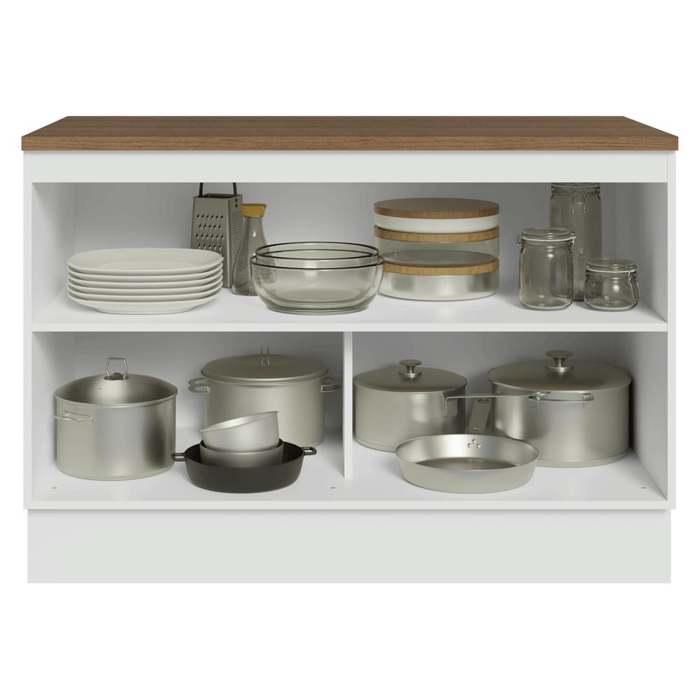 Balcão de Cozinha 120 cm 2 Portas Branco Tampo Rustic Vik Madesa