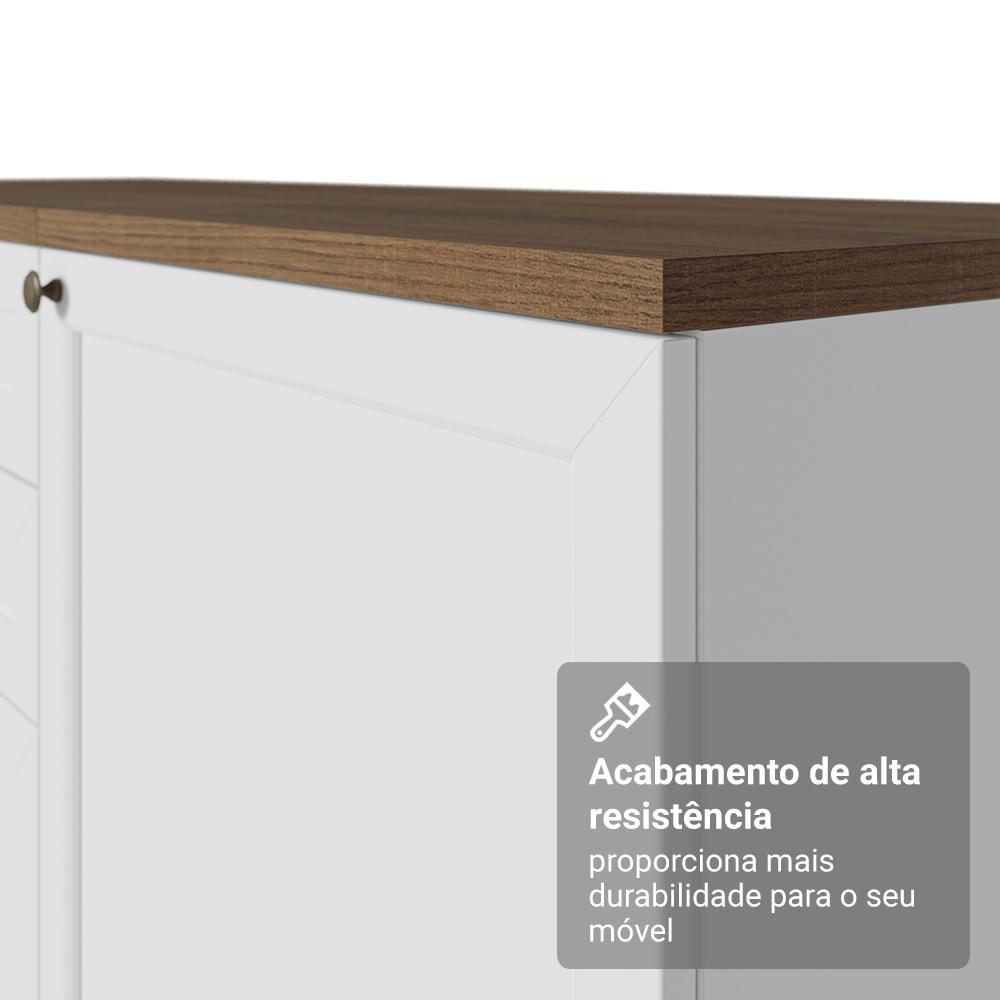 Balcão de Cozinha 120 cm 2 Portas Branco Tampo Rustic Vik Madesa