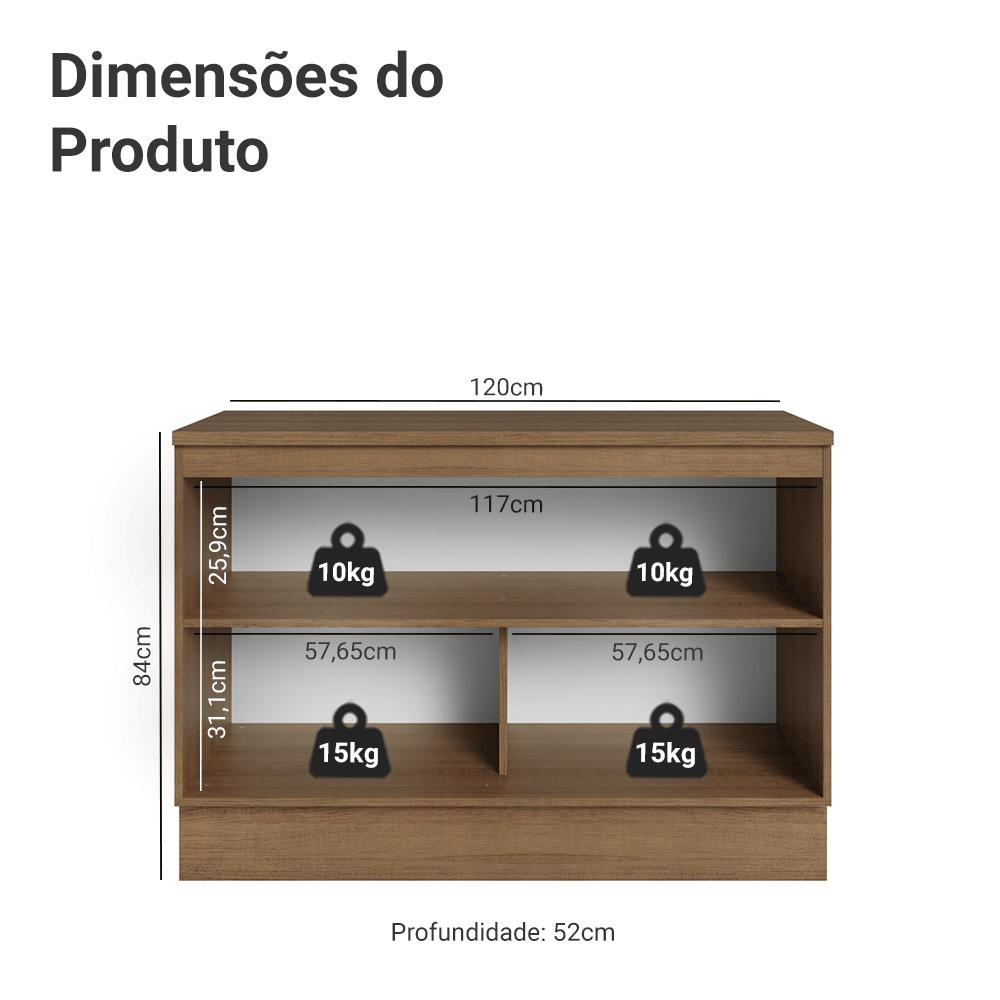 Balcão de Cozinha 120 cm 2 Portas Rustic/Azul Vik Madesa