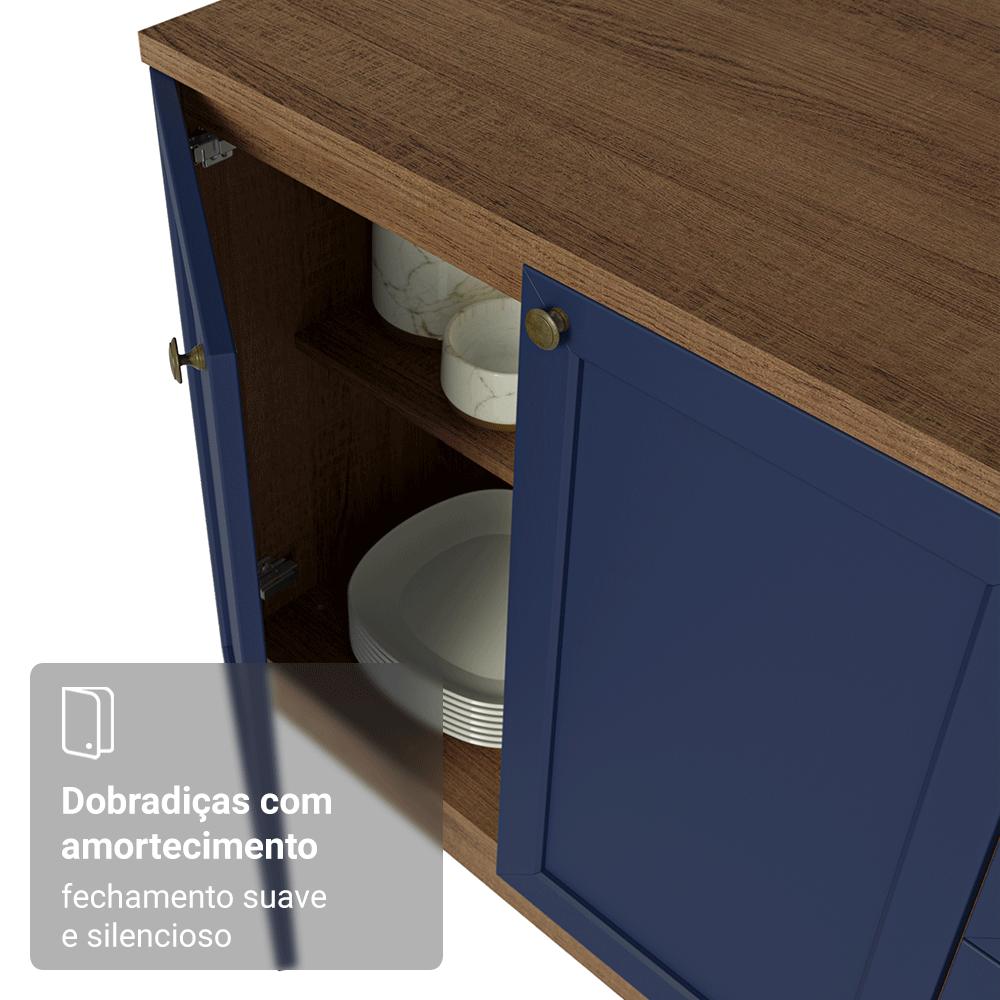 Balcão de Cozinha 120 cm 2 Portas Rustic/Azul Vik Madesa