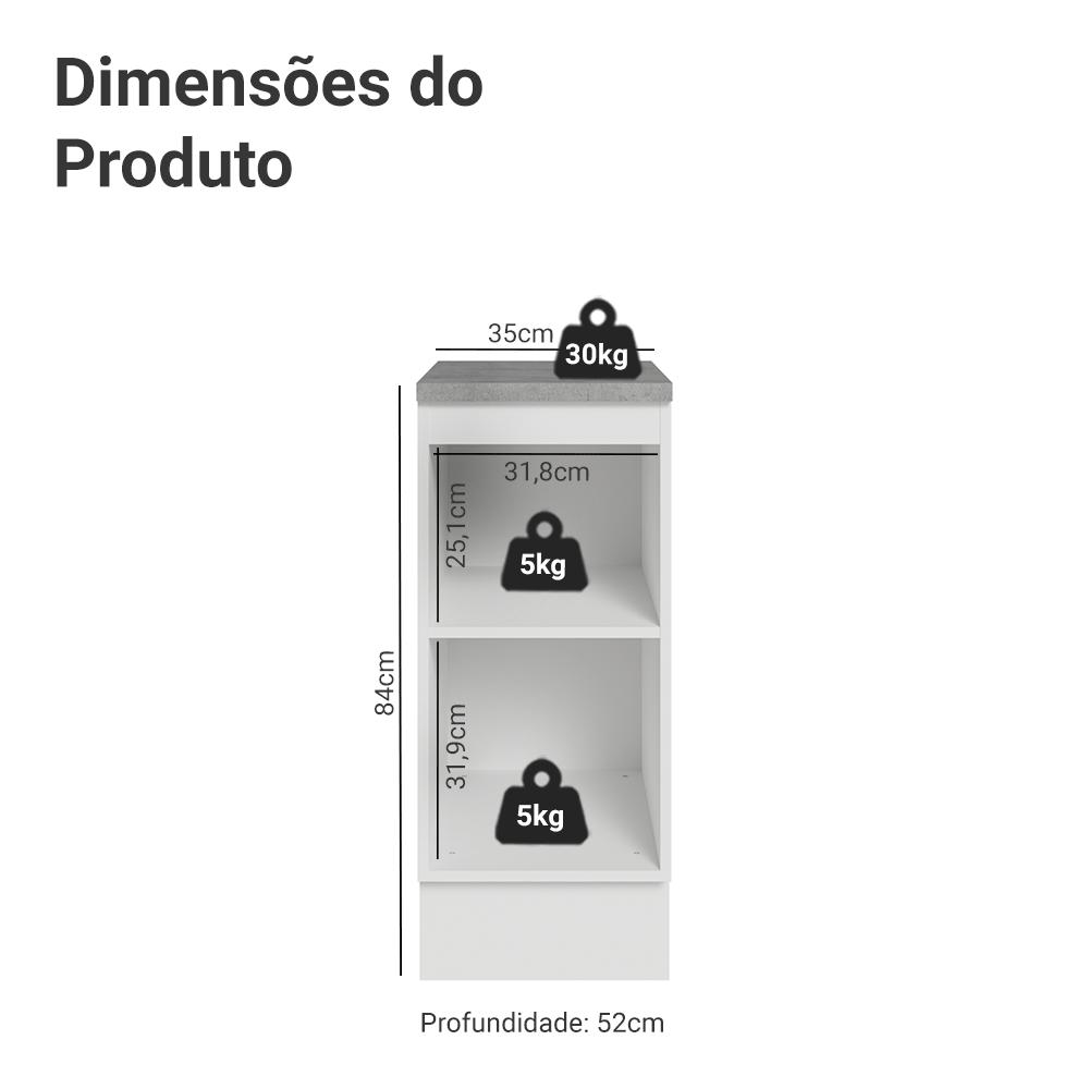 Balcão de Cozinha 35 cm 1 Porta Branco Vik Madesa