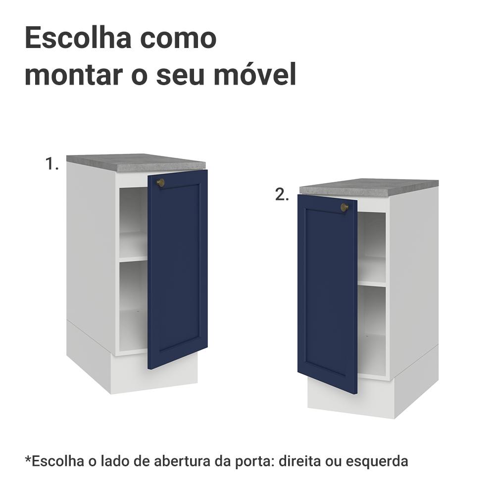 Balcão de Cozinha 35 cm 1 Porta Branco/Azul Vik Madesa