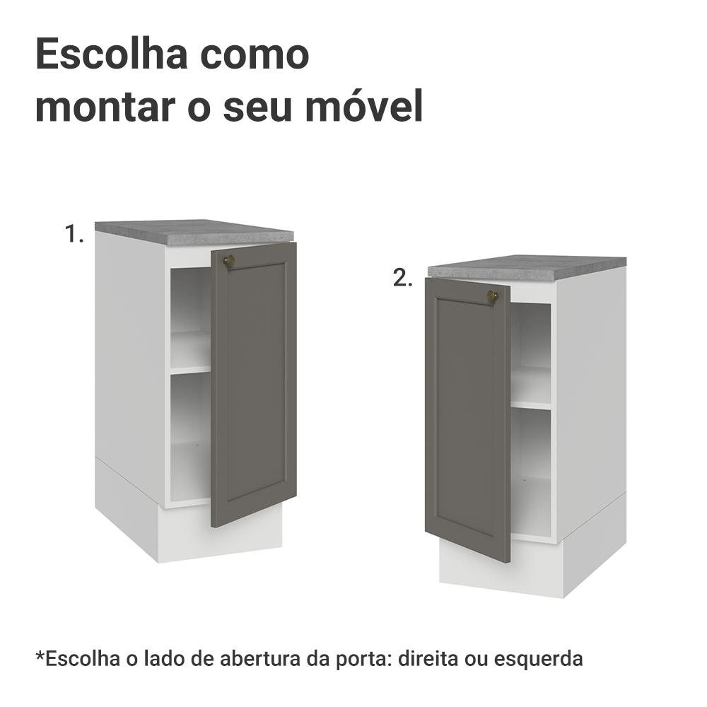 Balcão de Cozinha 35 cm 1 Porta Branco/Cinza Vik Madesa