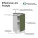 Balcão de Cozinha 35 cm 1 Porta Branco/Verde Vik Madesa