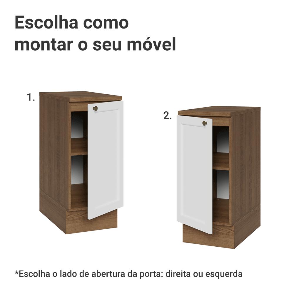 Balcão de Cozinha 35 cm 1 Porta Rustic/Branco Vik Madesa