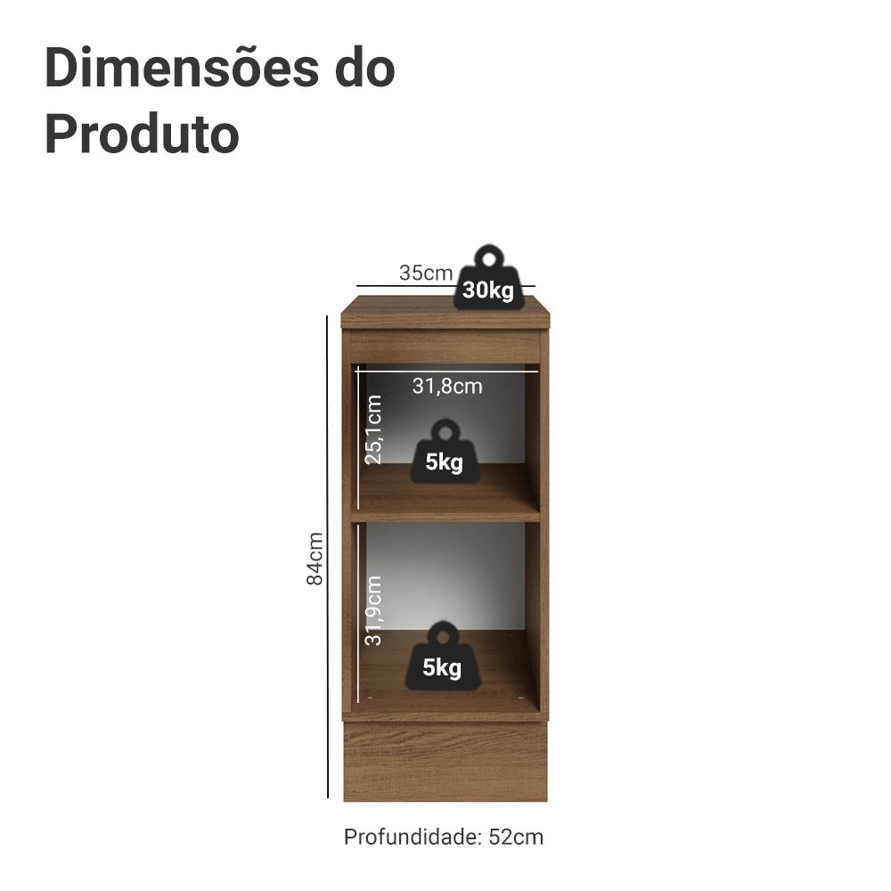 Balcão de Cozinha 35 cm 1 Porta Rustic/Cinza Vik Madesa