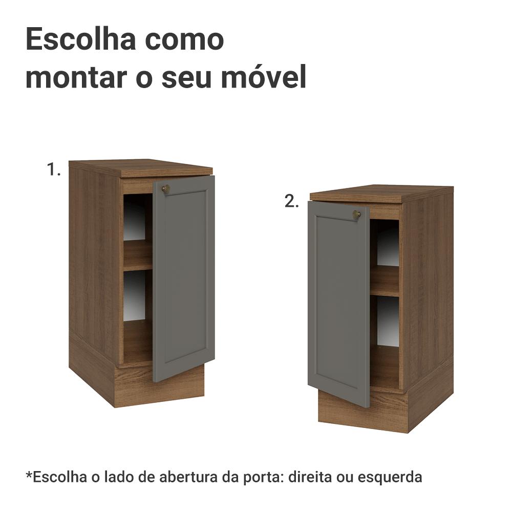 Balcão de Cozinha 35 cm 1 Porta Rustic/Cinza Vik Madesa