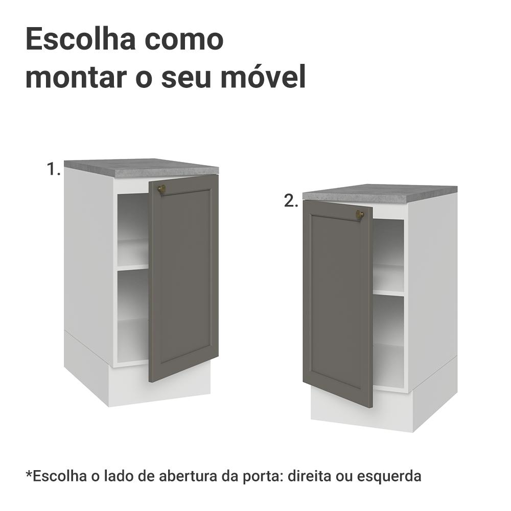 Balcão de Cozinha 40 cm 1 Porta Branco/Cinza Vik Madesa