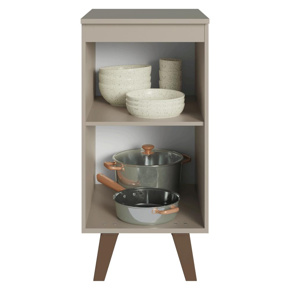 Balcão de Cozinha 40 cm 1 Porta Com Pés Crema Nice Madesa