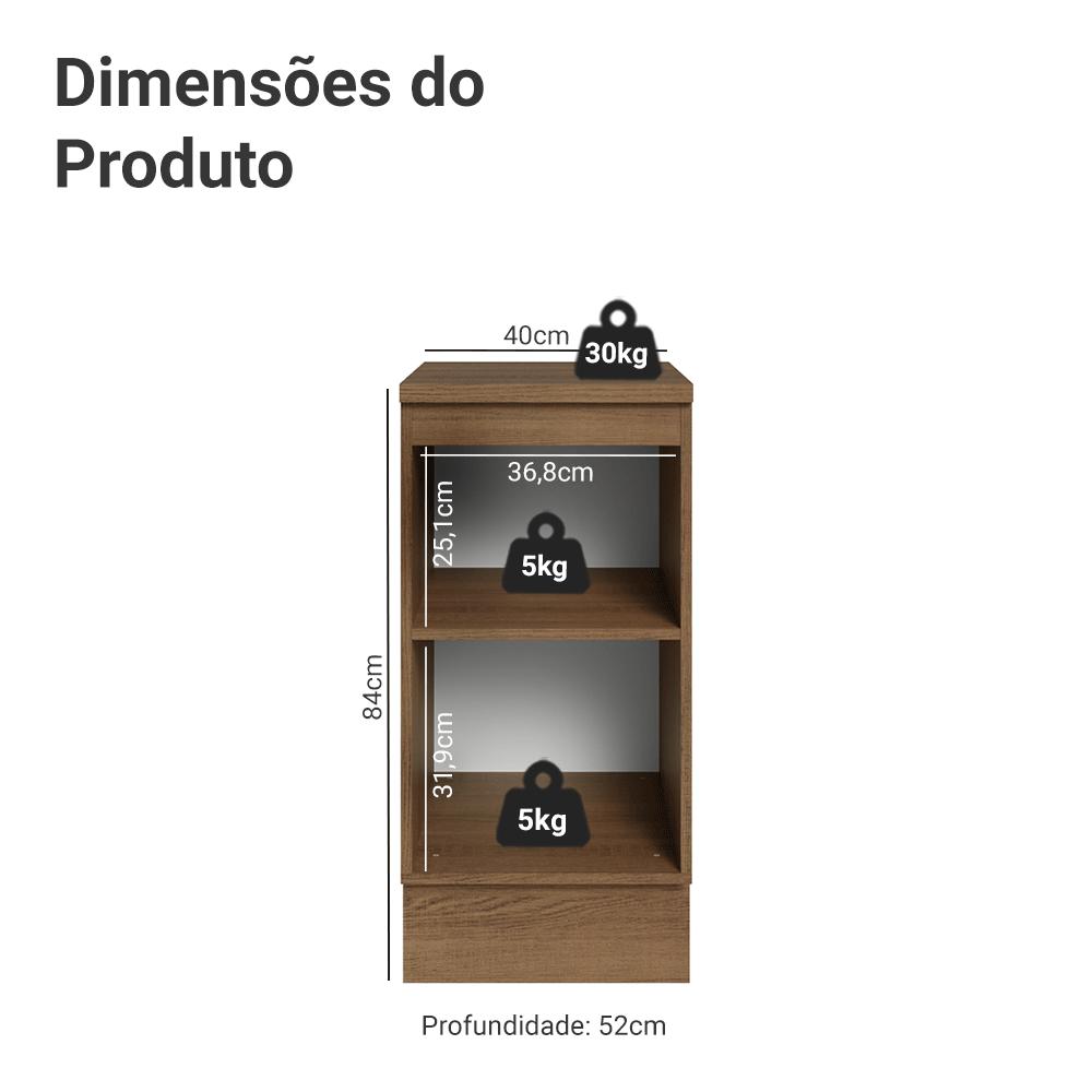 Balcão de Cozinha 40 cm 1 Porta Rustic/Azul Vik Madesa