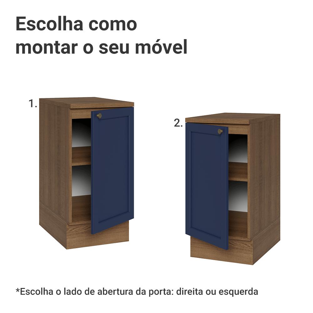 Balcão de Cozinha 40 cm 1 Porta Rustic/Azul Vik Madesa