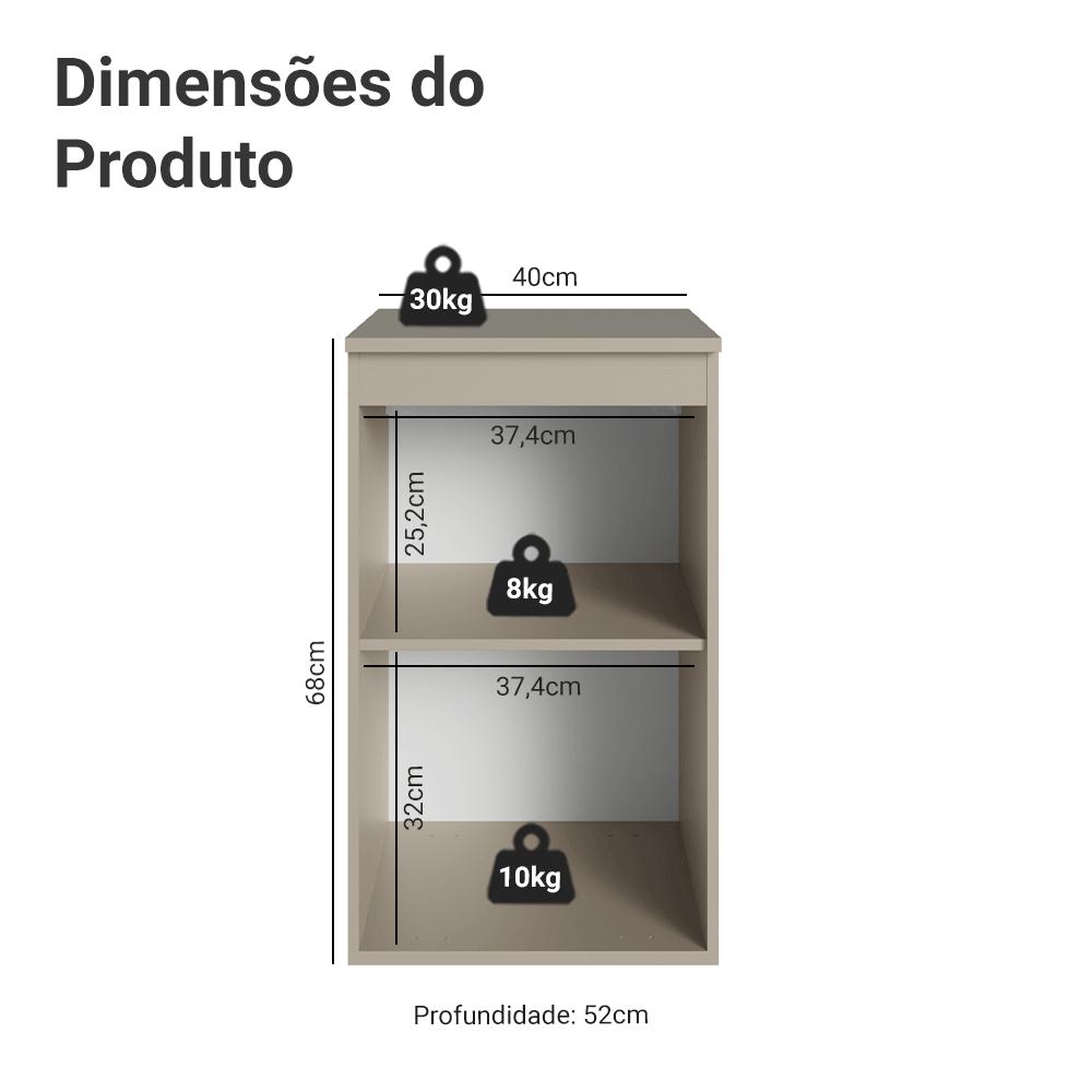 Balcão de Cozinha 40 cm 1 Porta Suspenso Crema Nice Madesa