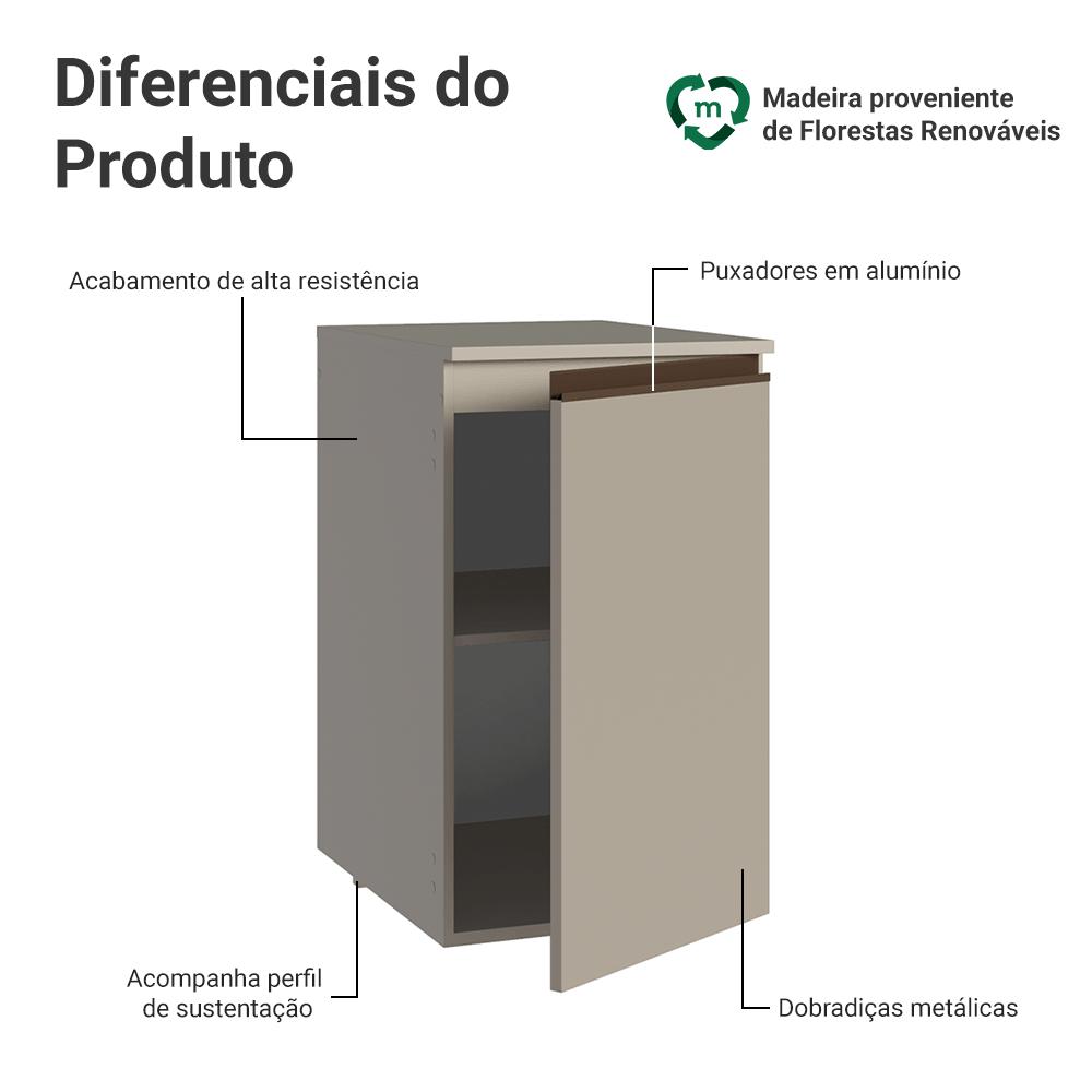 Balcão de Cozinha 40 cm 1 Porta Suspenso Crema Nice Madesa