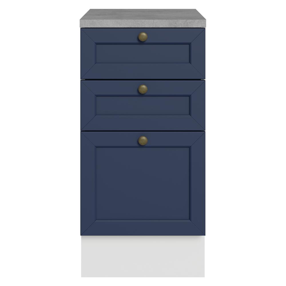Balcão de Cozinha 40 cm 3 Gavetas Branco/Azul Vik Madesa