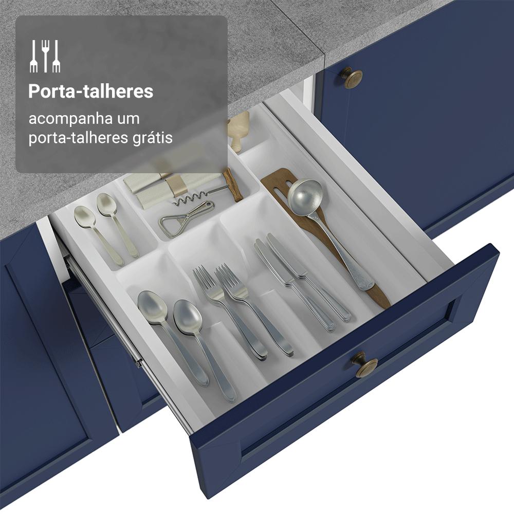Balcão de Cozinha 40 cm 3 Gavetas Branco/Azul Vik Madesa
