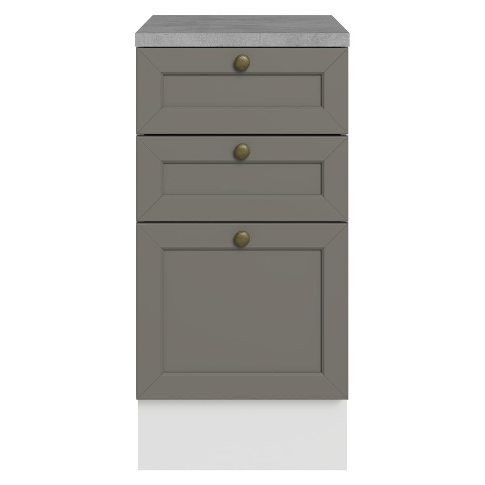 Balcão de Cozinha 40 cm 3 Gavetas Branco/Cinza Vik Madesa