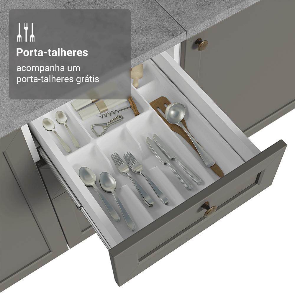 Balcão de Cozinha 40 cm 3 Gavetas Branco/Cinza Vik Madesa