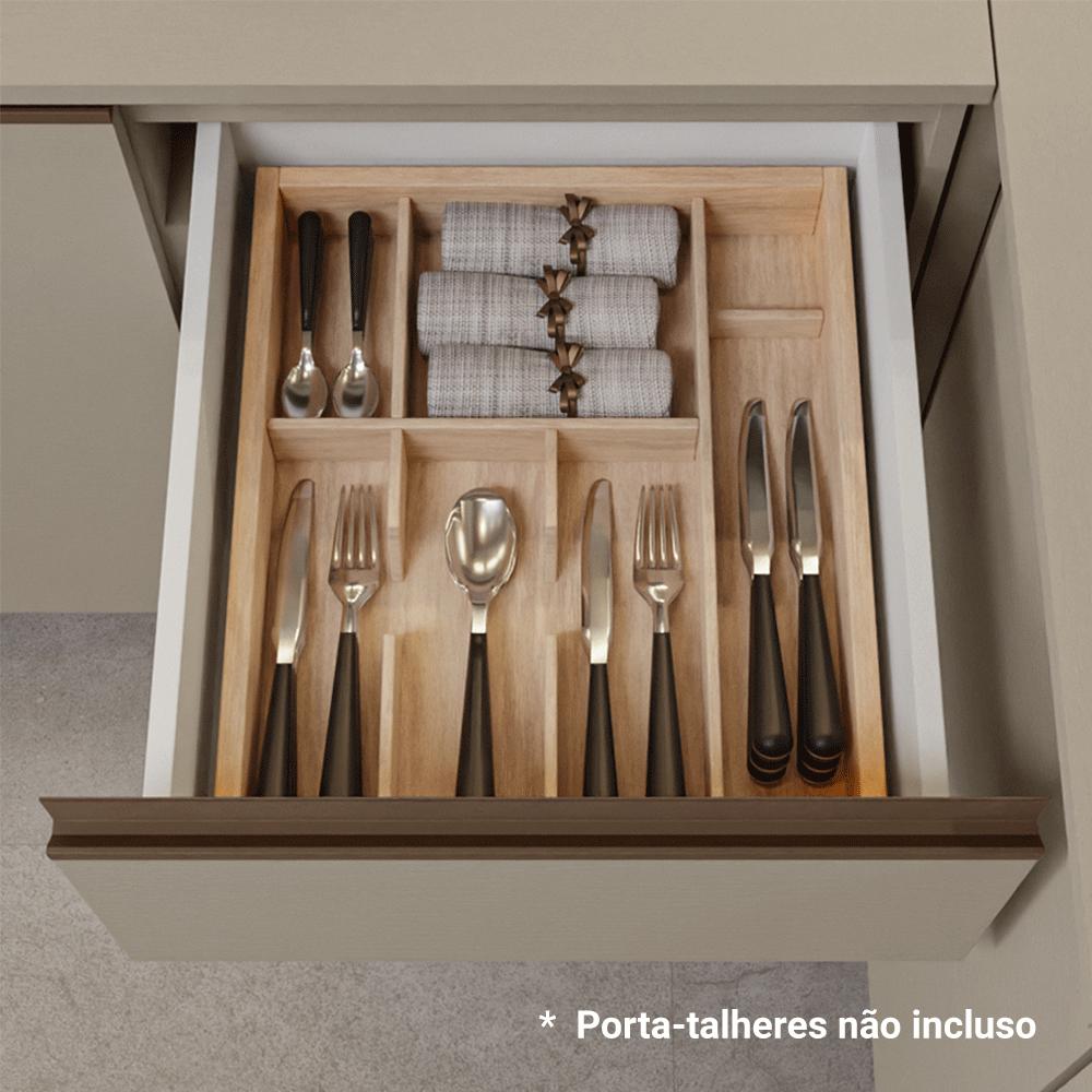 Balcão de Cozinha 40 cm 3 Gavetas Com Pés Crema Nice Madesa