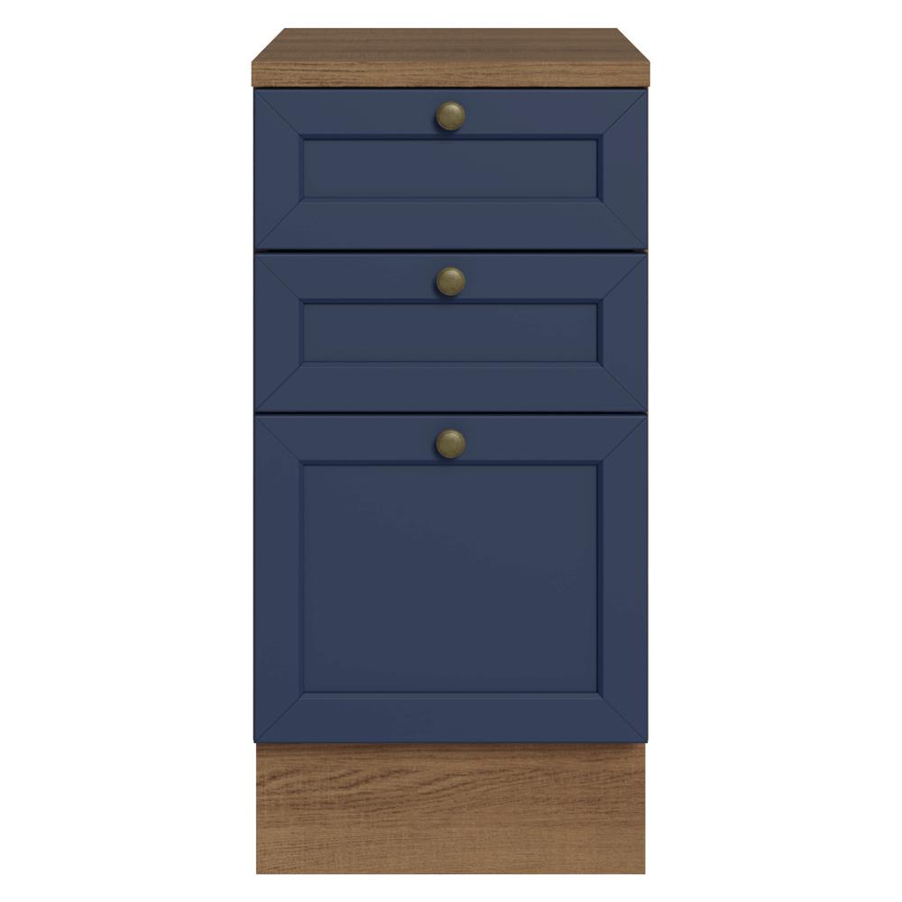 Balcão de Cozinha 40 cm 3 Gavetas Rustic/Azul Vik Madesa