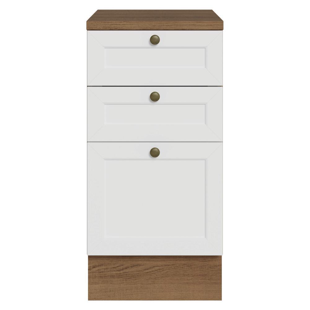 Balcão de Cozinha 40 cm 3 Gavetas Rustic/Branco Vik Madesa