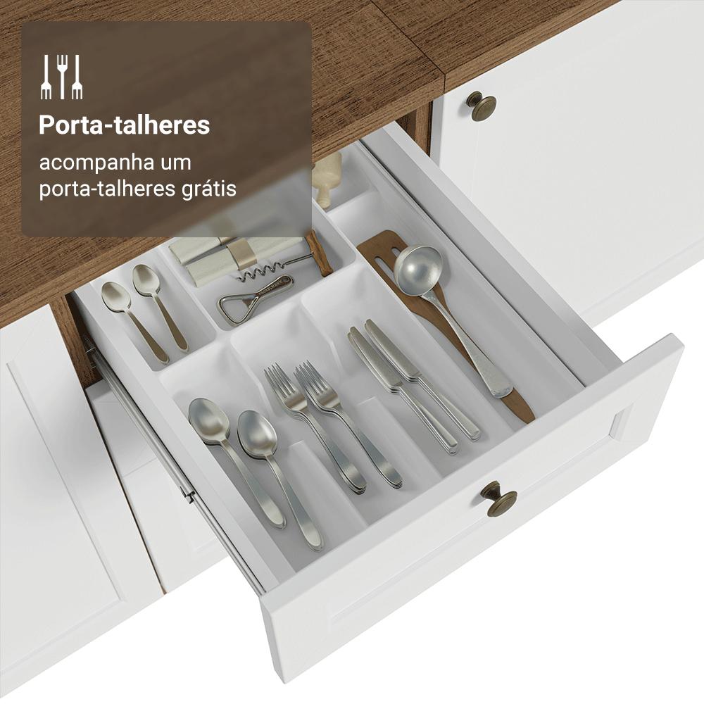 Balcão de Cozinha 40 cm 3 Gavetas Rustic/Branco Vik Madesa