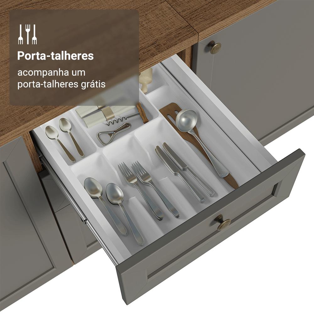 Balcão de Cozinha 40 cm 3 Gavetas Rustic/Cinza Vik Madesa