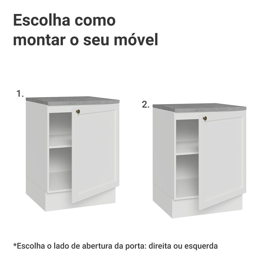 Balcão de Cozinha 60 cm 1 Porta Branco Vik Madesa
