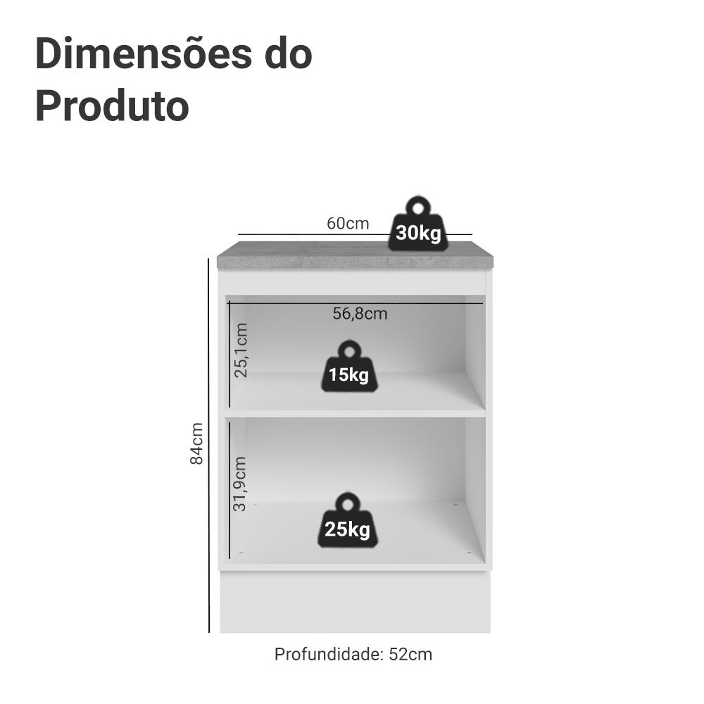 Balcão de Cozinha 60 cm 1 Porta Branco/Azul Vik Madesa