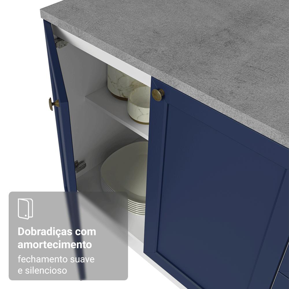 Balcão de Cozinha 60 cm 1 Porta Branco/Azul Vik Madesa