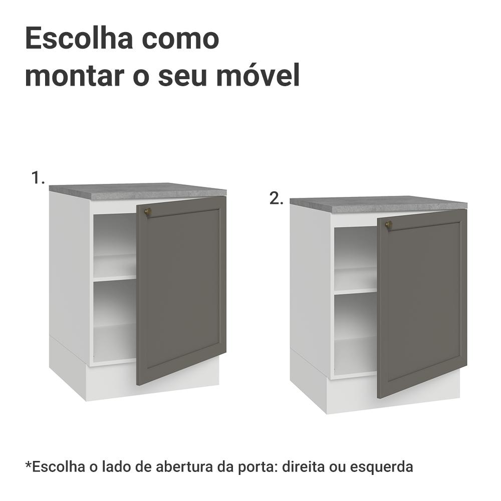 Balcão de Cozinha 60 cm 1 Porta Branco/Cinza Vik Madesa