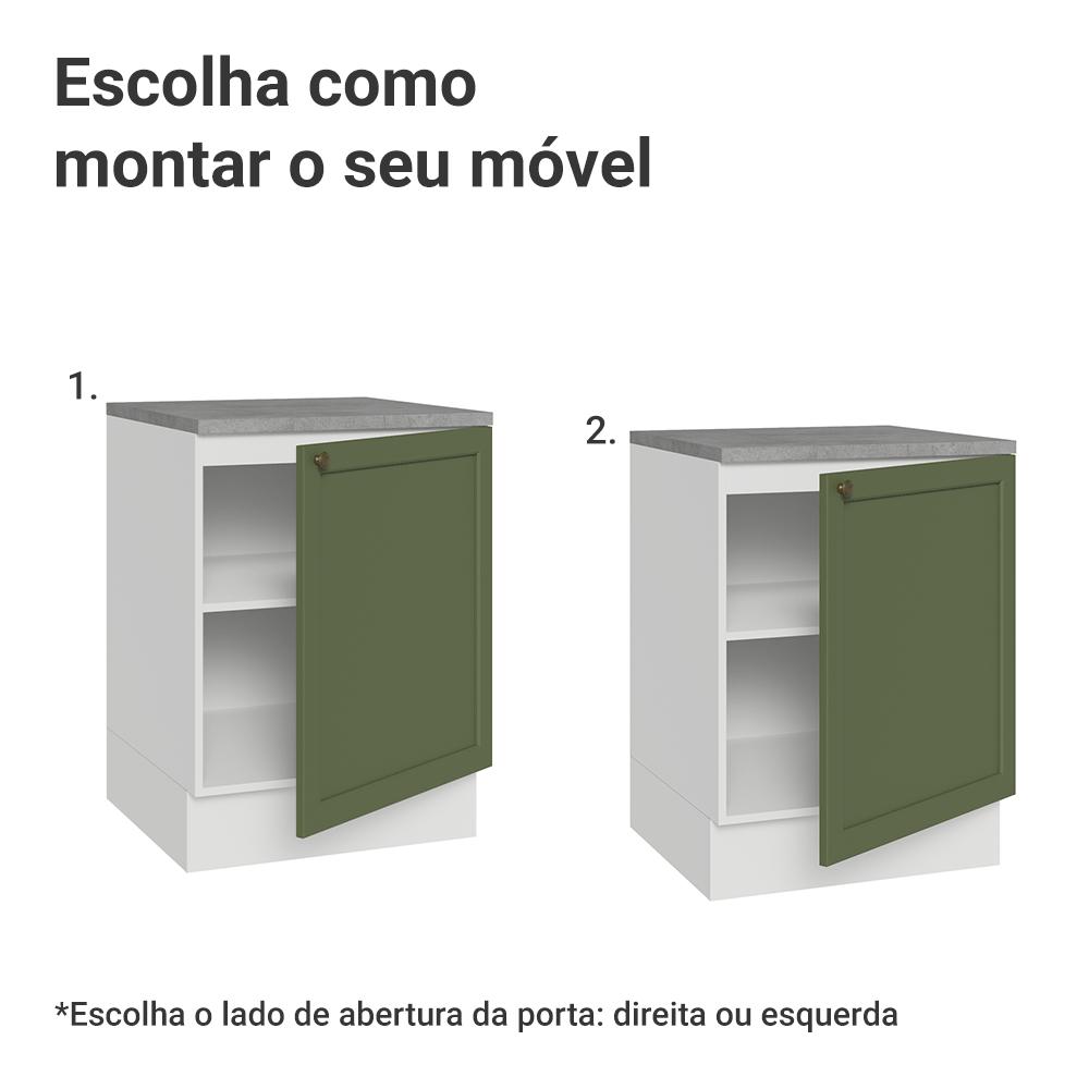 Balcão de Cozinha 60 cm 1 Porta Branco/Verde Vik Madesa