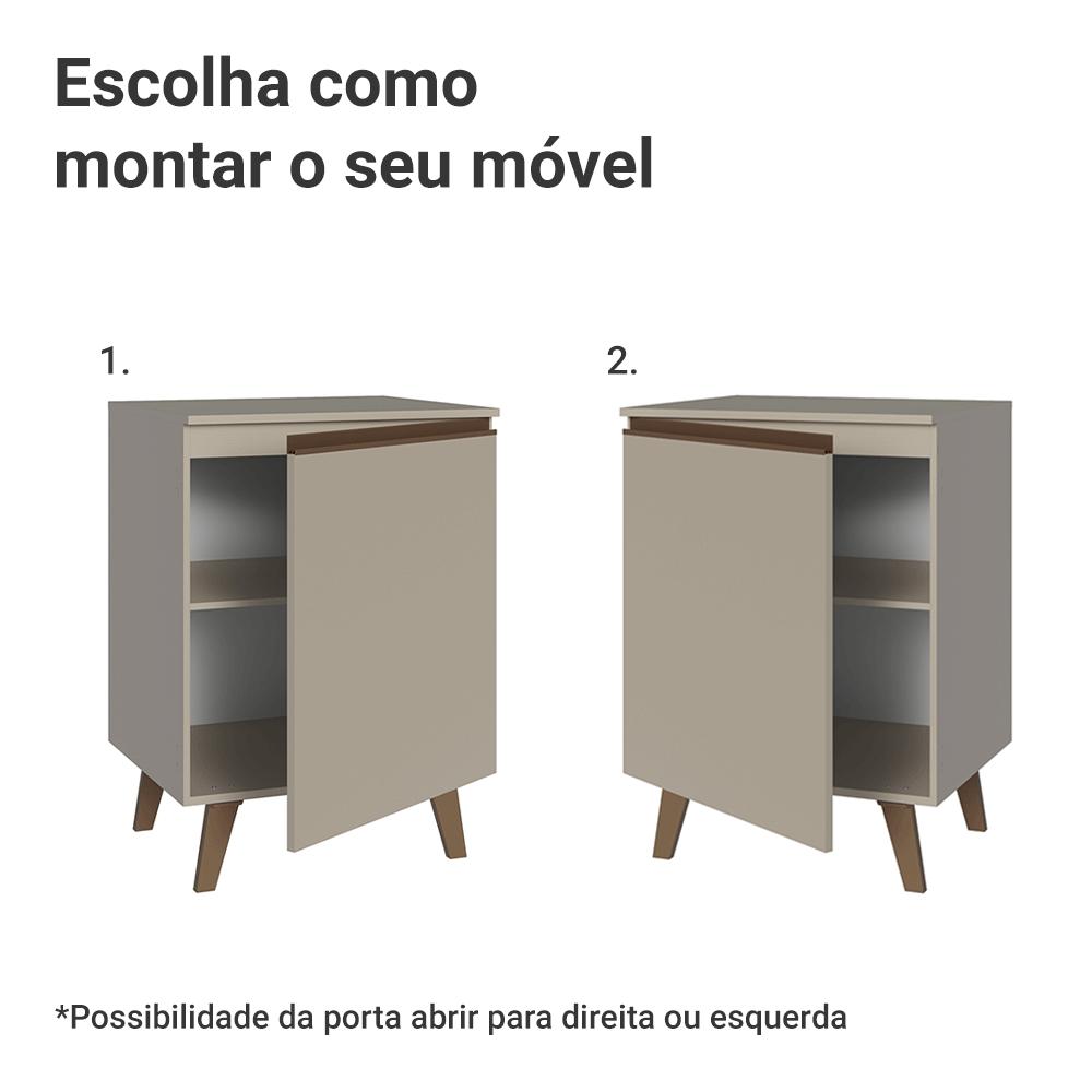 Balcão de Cozinha 60 cm 1 Porta Com Pés Crema Nice Madesa