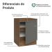 Balcão de Cozinha 60 cm 1 Porta Rustic/Cinza Vik Madesa