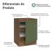 Balcão de Cozinha 60 cm 1 Porta Rustic/Verde Vik Madesa