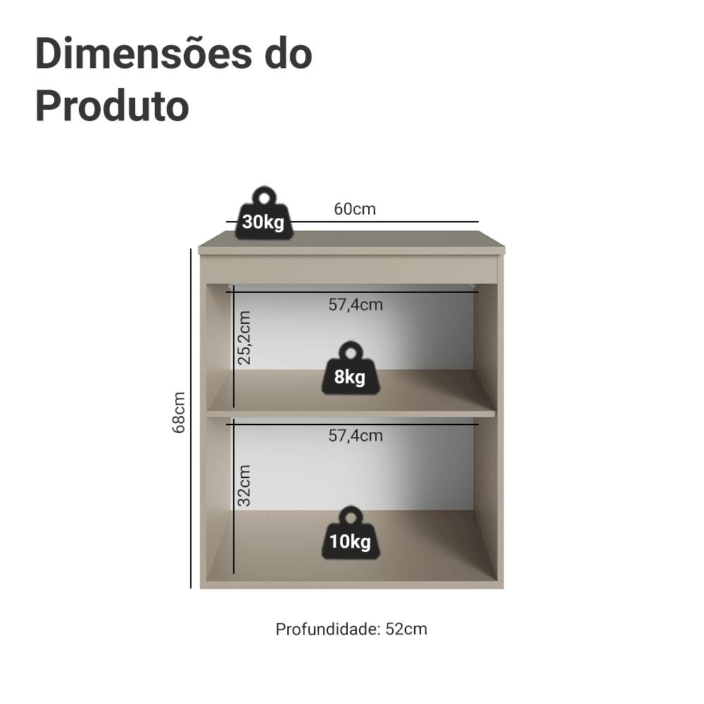 Balcão de Cozinha 60 cm 1 Porta Suspenso Crema Nice Madesa