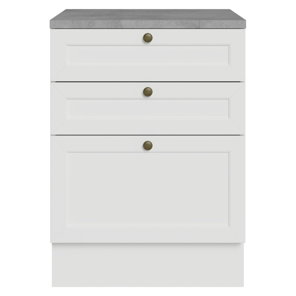 Balcão de Cozinha 60 cm 3 Gavetas Branco Vik Madesa