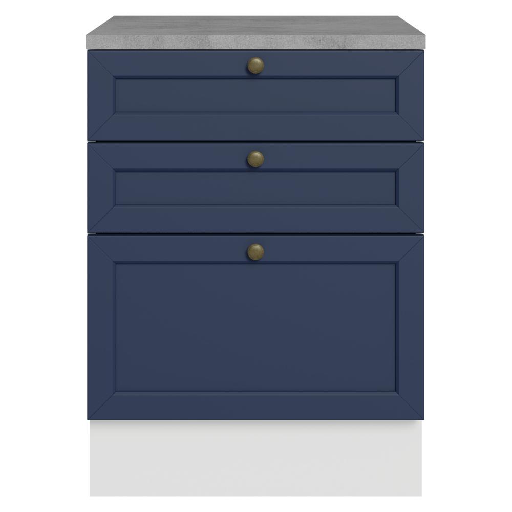 Balcão de Cozinha 60 cm 3 Gavetas Branco/Azul Vik Madesa