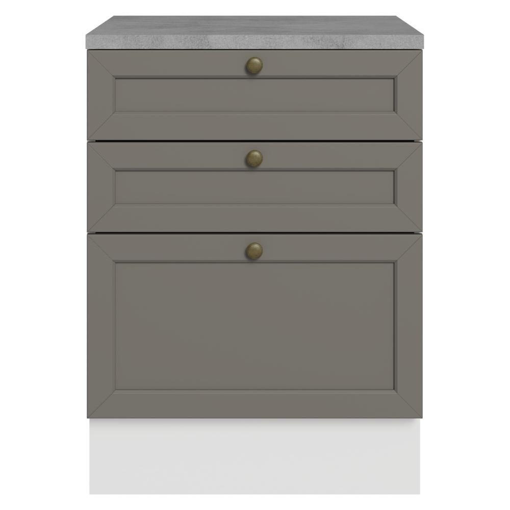 Balcão de Cozinha 60 cm 3 Gavetas Branco/Cinza Vik Madesa