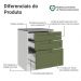 Balcão de Cozinha 60 cm 3 Gavetas Branco/Verde Vik Madesa