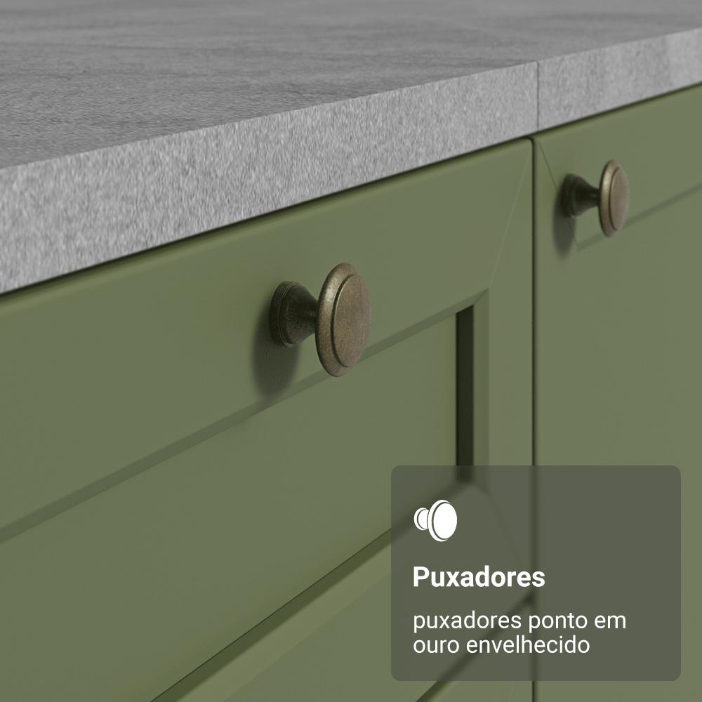 Balcão de Cozinha 60 cm 3 Gavetas Branco/Verde Vik Madesa