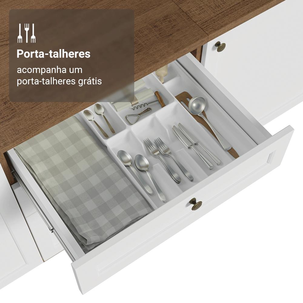 Balcão de Cozinha 60 cm 3 Gavetas Rustic/Branco Vik Madesa