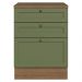 Balcão de Cozinha 60 cm 3 Gavetas Rustic/Verde Vik Madesa